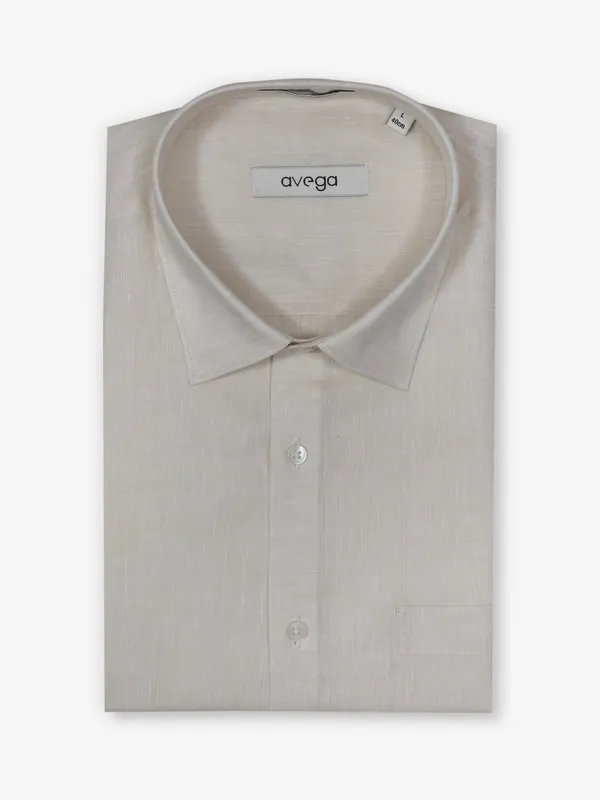 AVEGA beige plain linen shirt for men