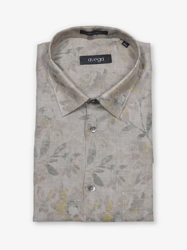 AVEGA beige printed linen shirt