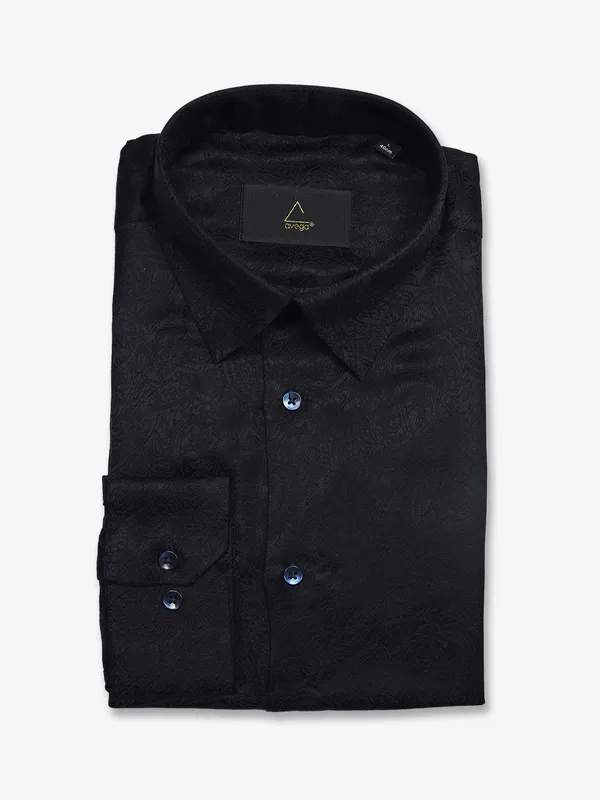 AVEGA black cotton formal shirt for men