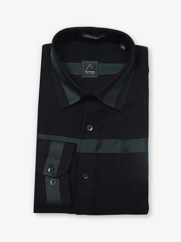 AVEGA black cotton full sleeves shirt