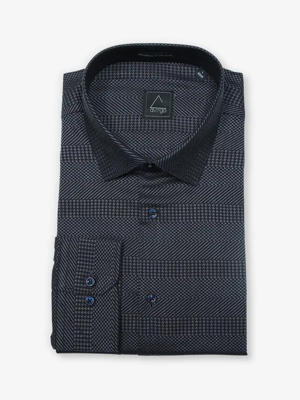 AVEGA black cotton texture formal shirt