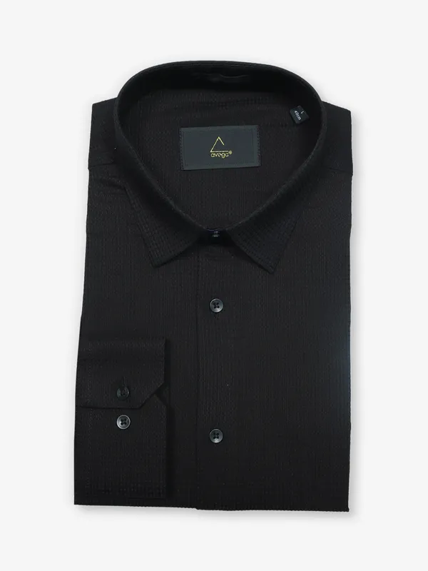 AVEGA black cotton texture shirt