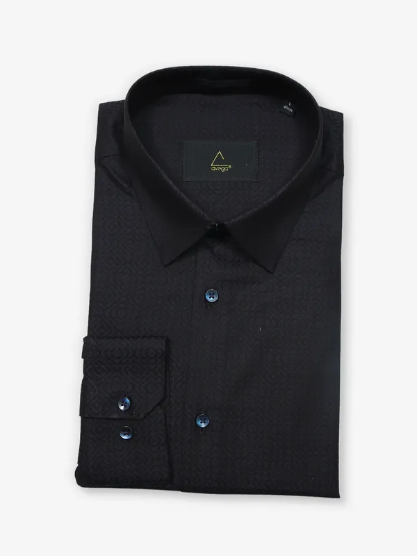 AVEGA black texture cotton formal shirt