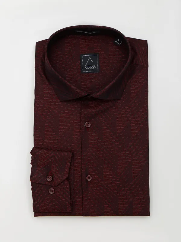 Avega cotton maroon printed shirt