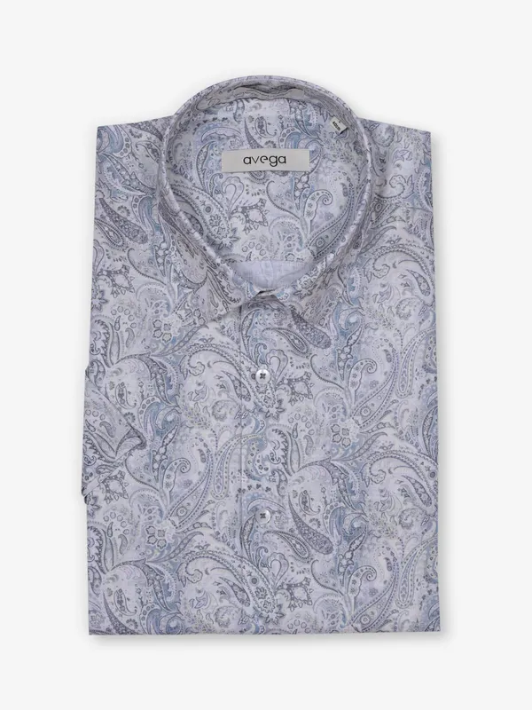 AVEGA cotton white party shirt with print
