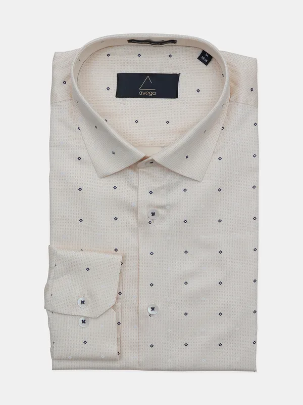 Avega formal wear light yellow printed cotton shirt