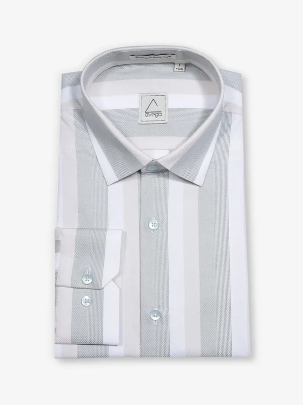 AVEGA green stripes cotton partywear shirt