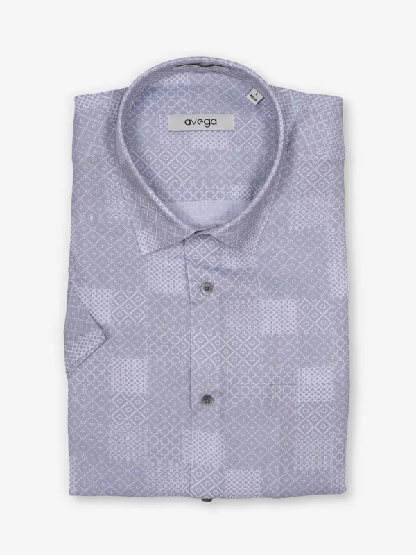 AVEGA grey cotton party shirt with print