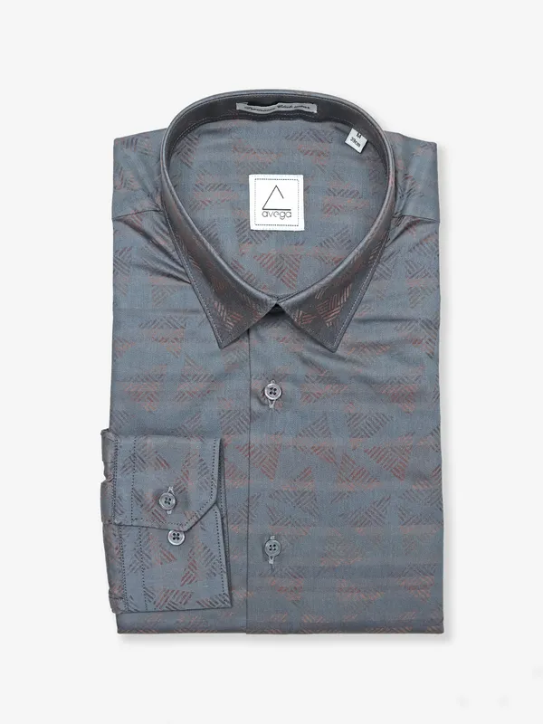 Avega grey cotton printed full sleeve shirt