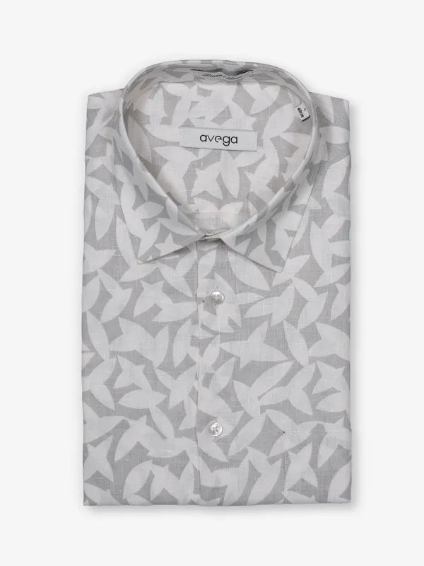 AVEGA grey printed linen shirt