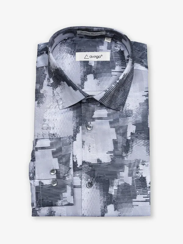 AVEGA grey printed partywear shirt