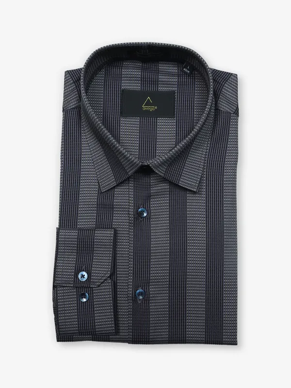 AVEGA grey stripe cotton formal shirt