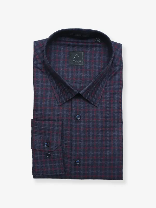 Avega navy cotton checks shirt