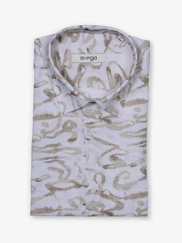 AVEGA off white linen shirt in printed