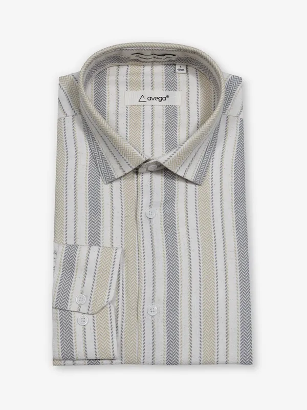 AVEGA off white stripes partywear shirt for men