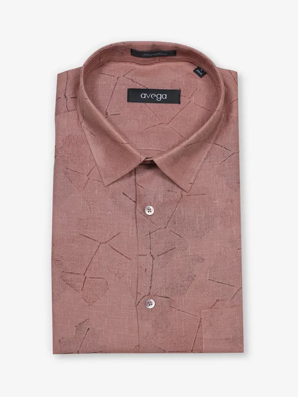 AVEGA onion pink printed linen shirt