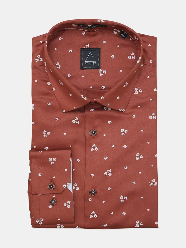 Avega brown printed formal shirt