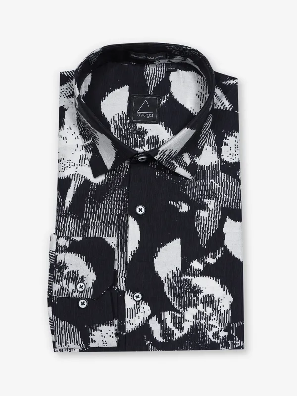AVEGA party wear black printed shirt