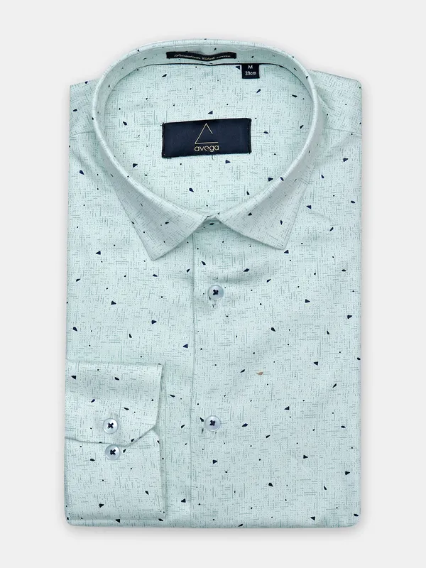 Avega party wear pista green printed cotton shirt