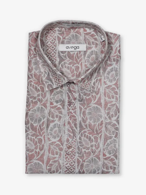 AVEGA peach printed linen shirt for men