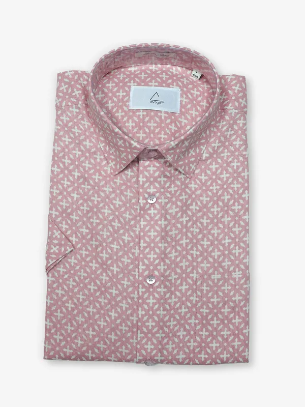 AVEGA pink printed linen formal shirt