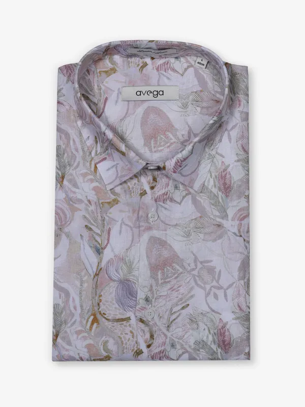 AVEGA pink printed linen shirt for men