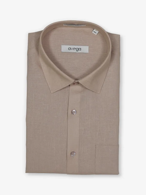 AVEGA plain khaki linen shirt
