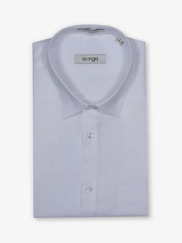 AVEGA plain white linen shirt for men