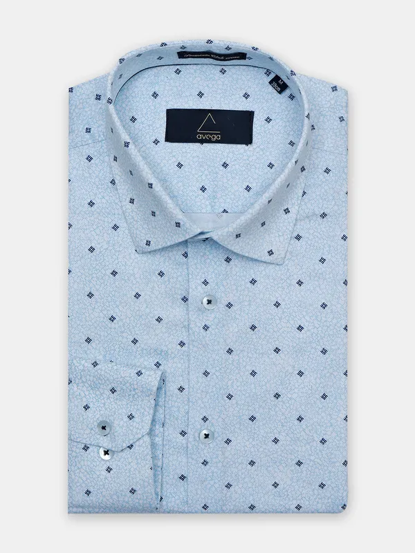 Avega powder blue printed pattern shirt