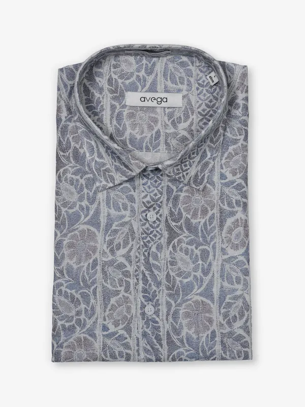 AVEGA printed beige linen shirt