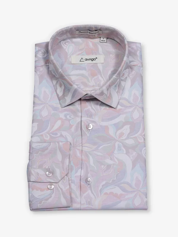 AVEGA printed silver partywear shirt