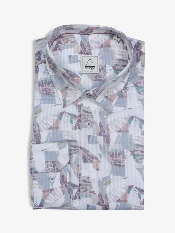 Avega printed white and pink cotton shirt