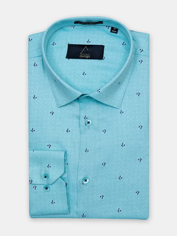 Avega sea green cotton party wear shirt