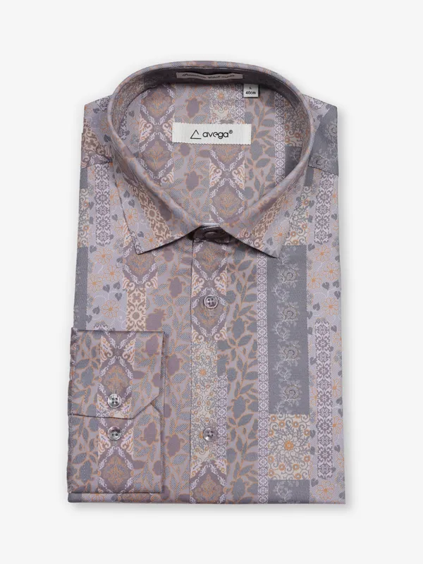 AVEGA silver cotton partywear shirt for men