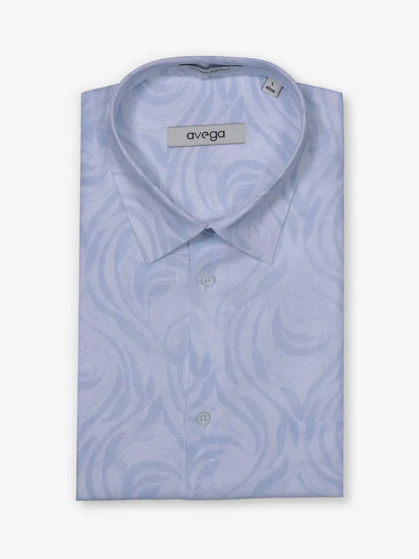 AVEGA sky blue printed shirt in linen