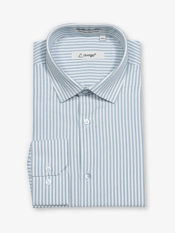 AVEGA sky blue striped cotton partywear shirt