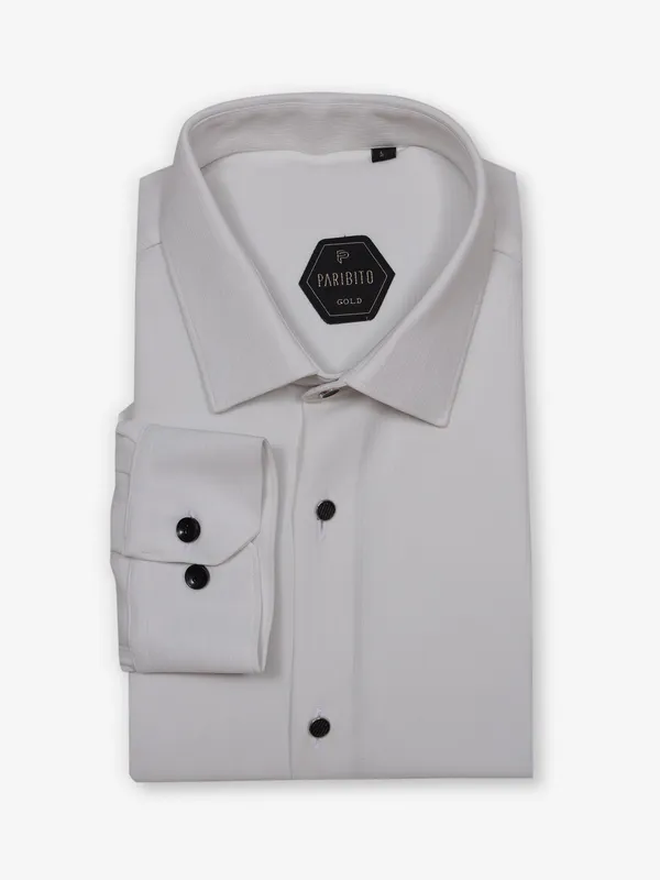 AVEGA slim fit white cotton party shirt