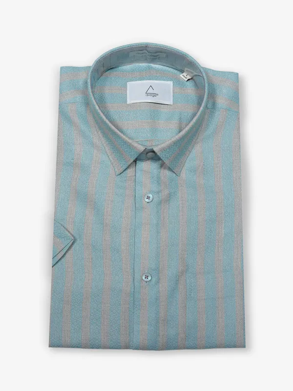 AVEGA stripe sky blue cotton shirt
