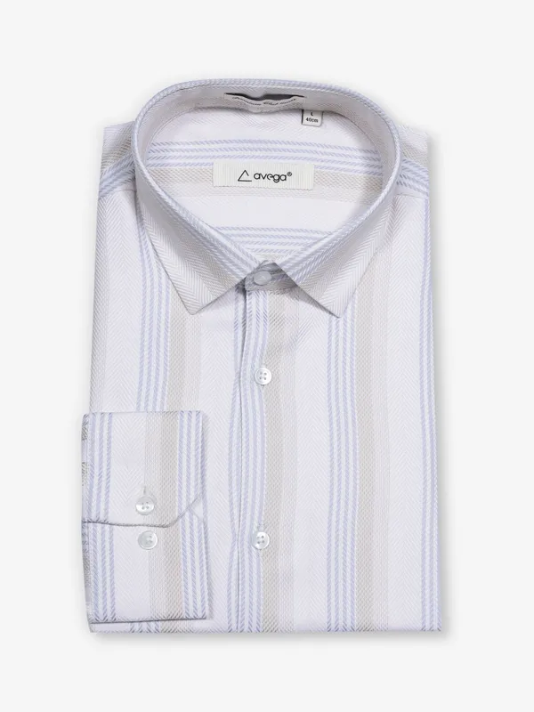 AVEGA striped white cotton partywear shirt