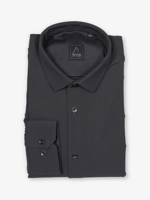 AVEGA textured black cotton party shirt