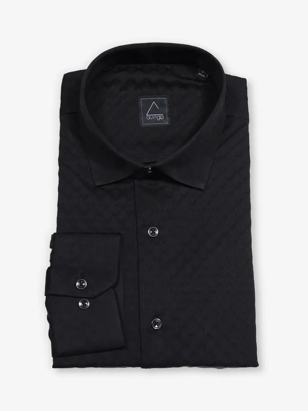 AVEGA textured black partywear shirt