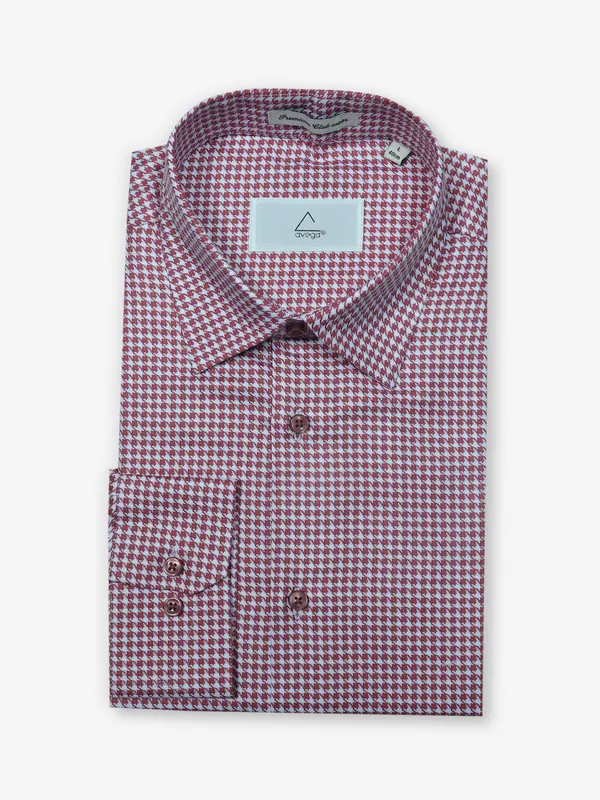 AVEGA white and maroon cotton shirt