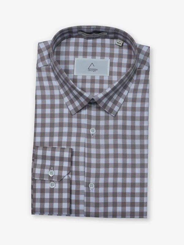 AVEGA white cotton checks shirt