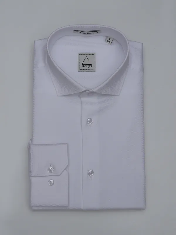 Avega white plain cotton party wear shirt