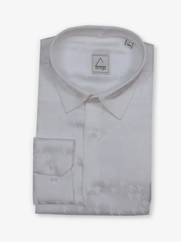 AVEGA white texture cotton silk shirt
