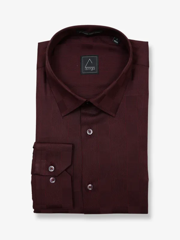 Avega wine checks full sleeve shirt