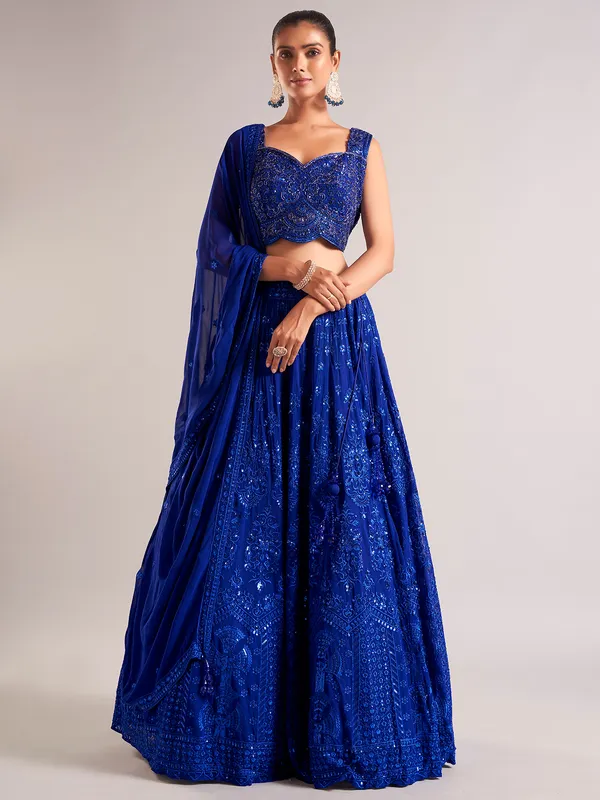 Awesome blue georgette lehenga choli