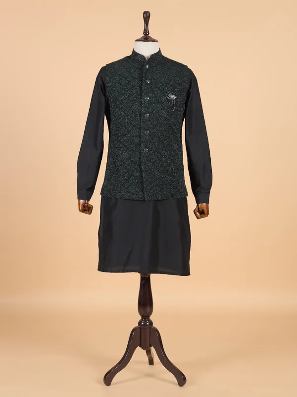 Awesome green silk waistcoat set for men
