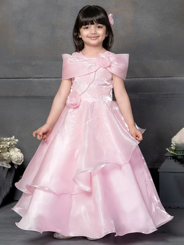 Baby pink stylish frock for party