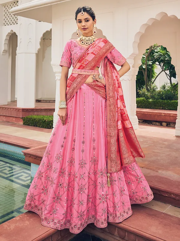 Baby pink viscose wedding lehenga choli